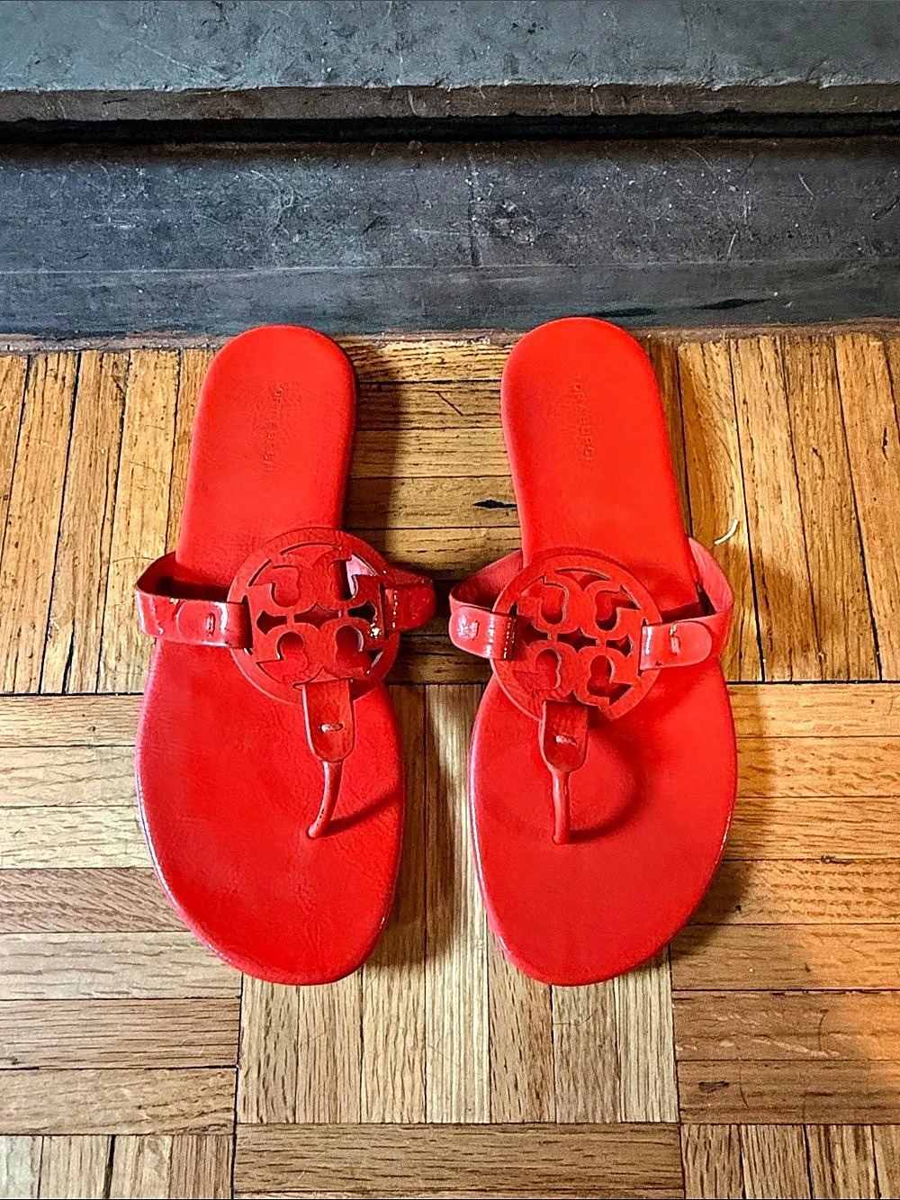 Tory Burch Miller Patent Thong Sandal Red